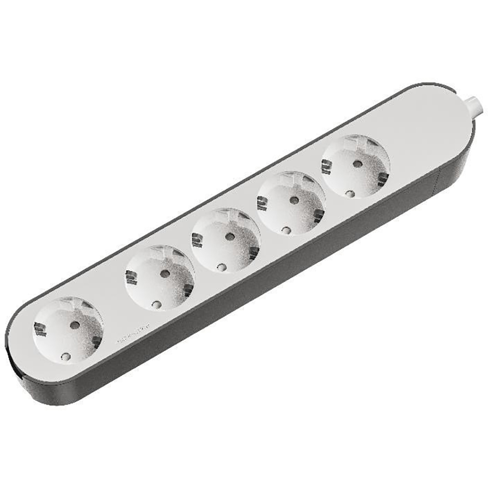 Prelungitor JACOBSEN, 5 prize Schuko, alb/gri