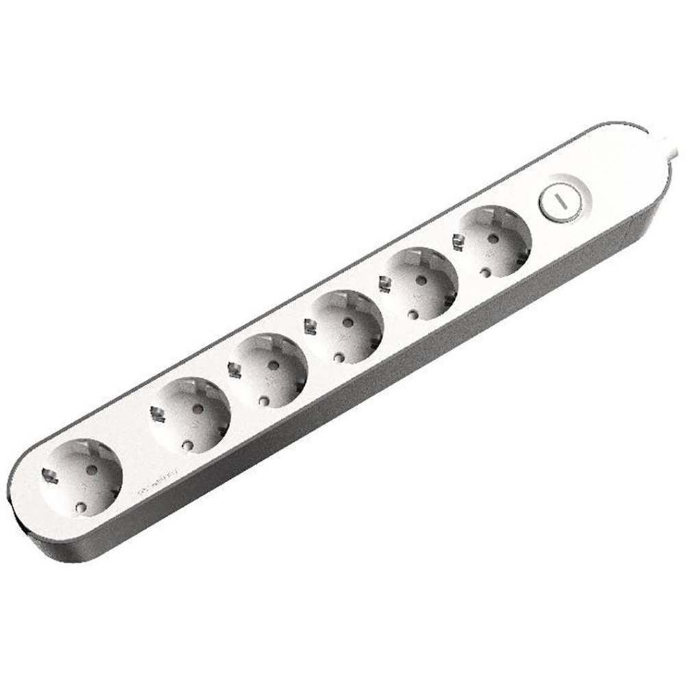 Prelungitor JACOBSEN, 6 prize Schuko, alb/gri