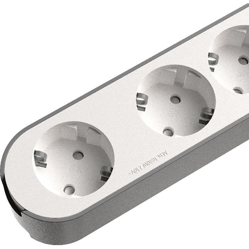 Prelungitor JACOBSEN, 6 prize Schuko, 3 m, 1.5 mm cu intrerupator, alb/gri
