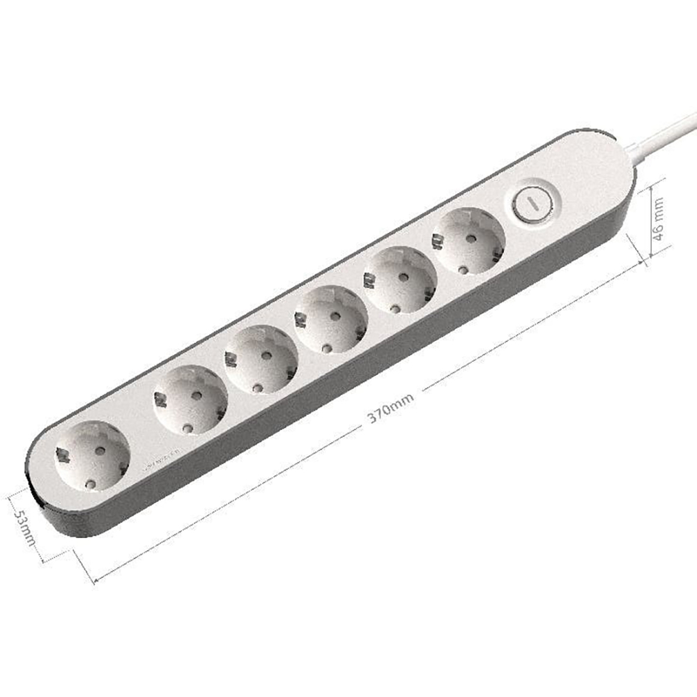 Prelungitor JACOBSEN, 6 prize Schuko, 5 m, cu intrerupator, alb/gri