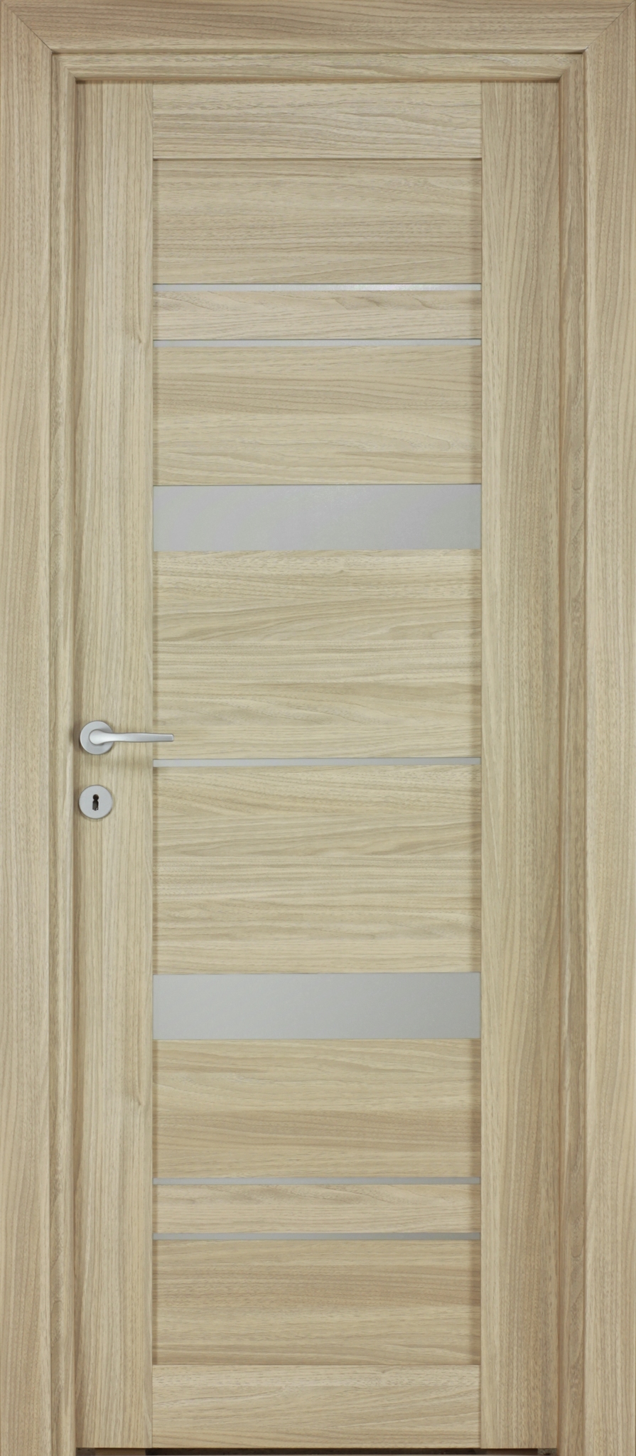Usa interior Amyra, cu geam, reversibila, MDF, 88 x 203 cm, maro deschis