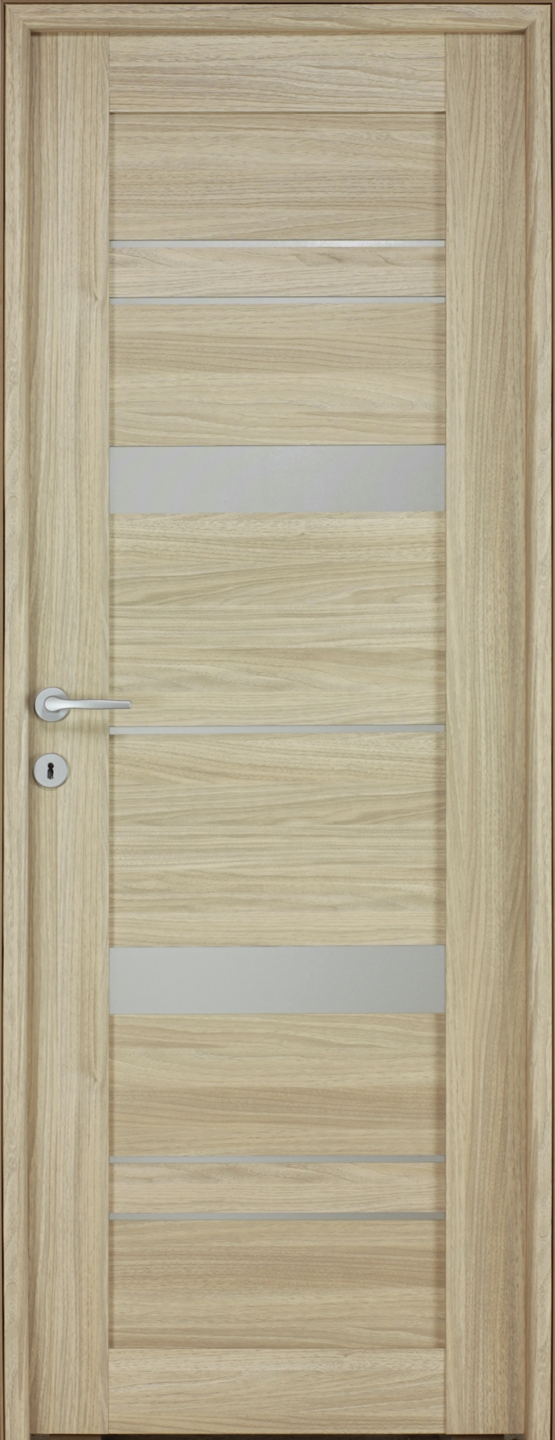 Usa interior Amyra, cu geam, reversibila, MDF, 88 x 203 cm, maro deschis
