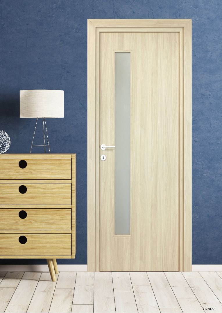 Usa interior Karpat, cu geam, reversibila, MDF, 68 x 203 cm, maro deschis