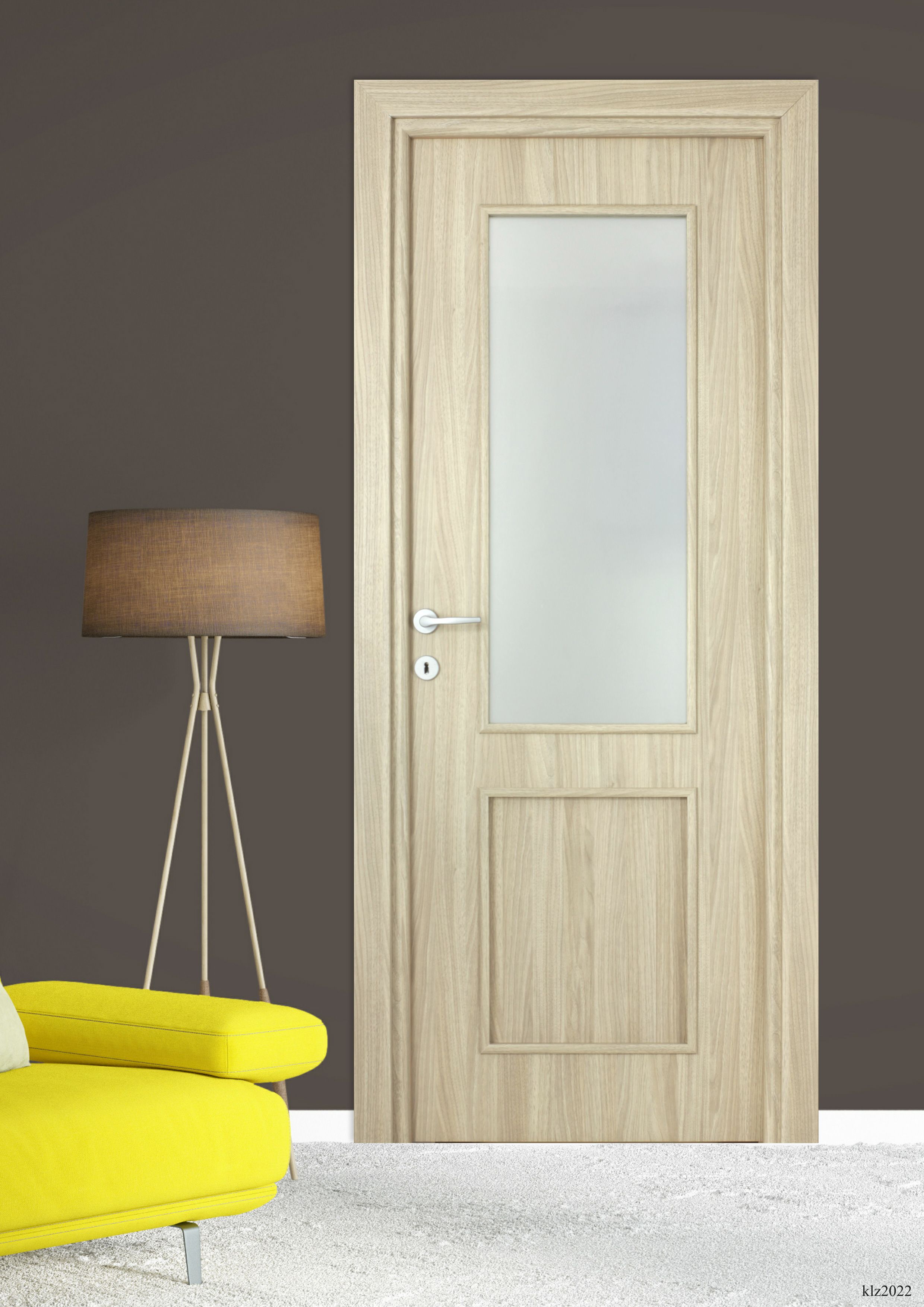 Usa interior Karpat, cu geam, reversibila, MDF, 68 x 203 cm, maro deschis