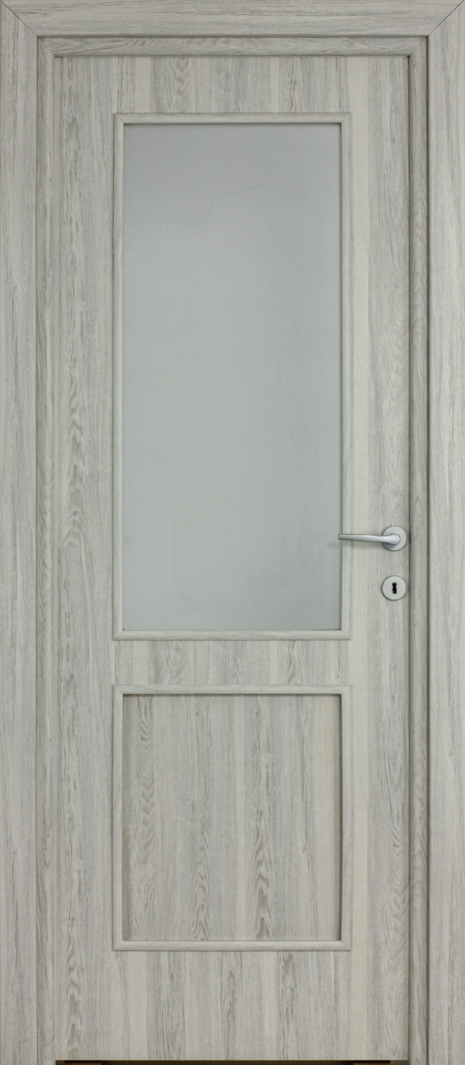 Usa interior Karpat, cu geam, reversibila, MDF, 68 x 203 cm, gri deschis