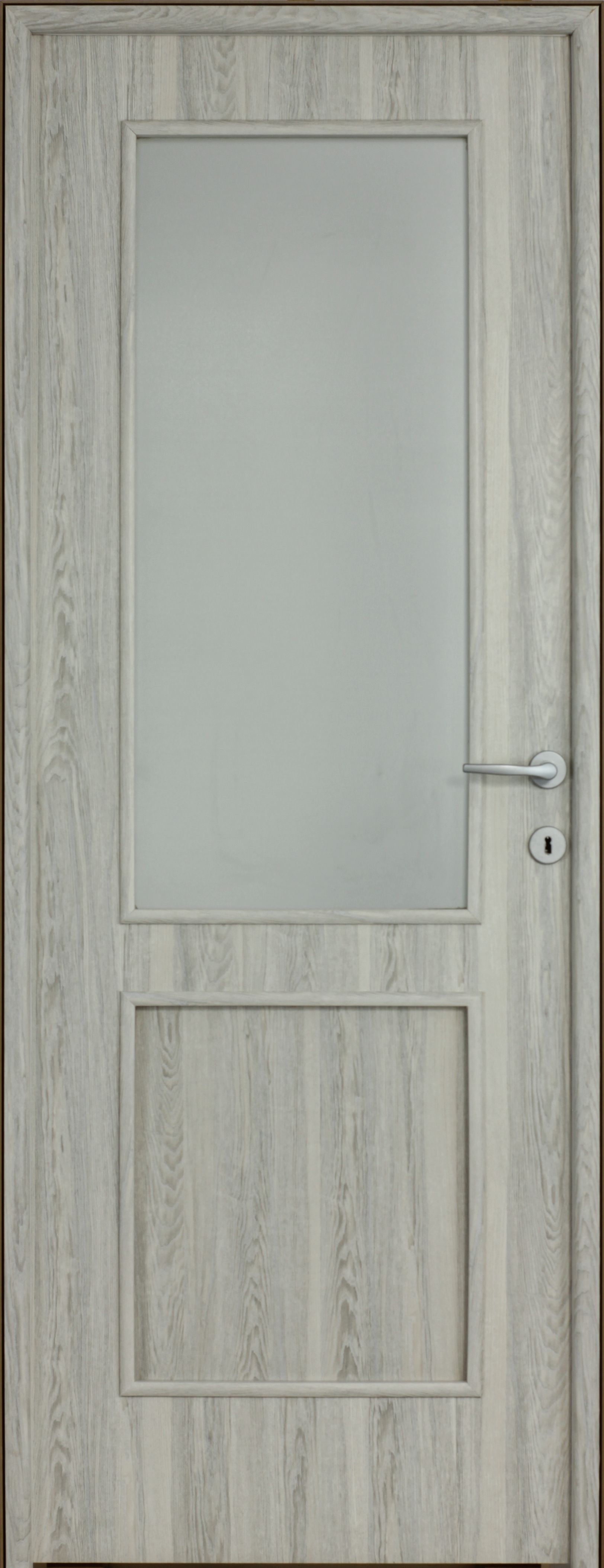 Usa interior Karpat, cu geam, reversibila, MDF, 68 x 203 cm, gri deschis
