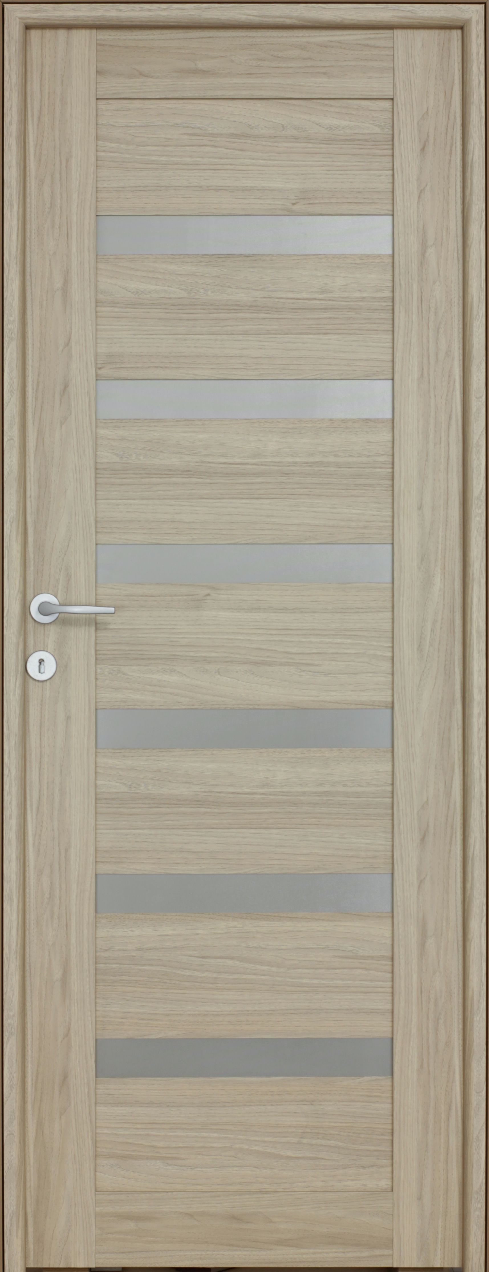 Usa interior Linneya, cu geam, reversibila, MDF, 78 x 203 cm, maro deschis