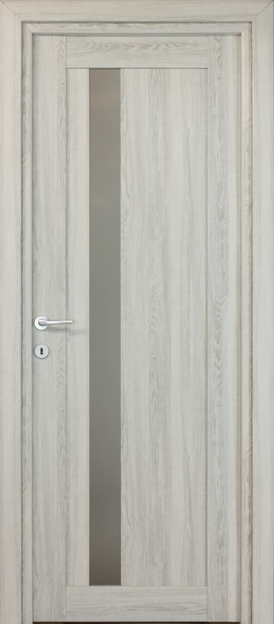 Usa interior Maya, cu geam, reversibila, MDF, 68 x 203 cm, gri deschis