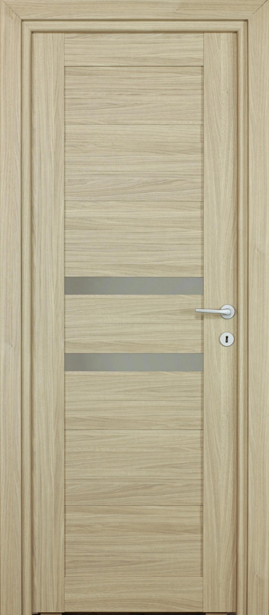 Usa interior Tisa, cu geam, reversibila, MDF, 78 x 203 cm, maro deschis