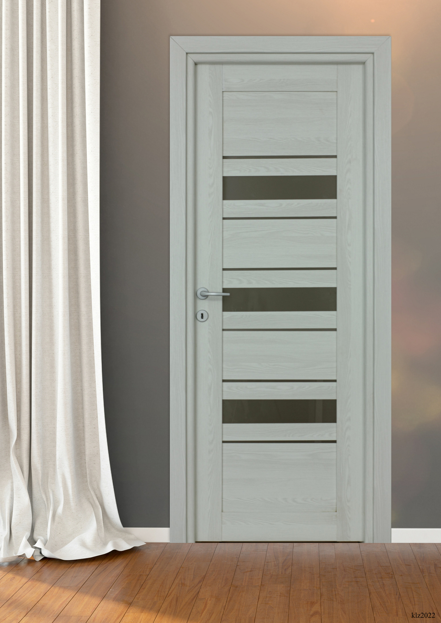 Usa interior Dora, cu geam, reversibila, MDF, 88 x 203 cm, alb