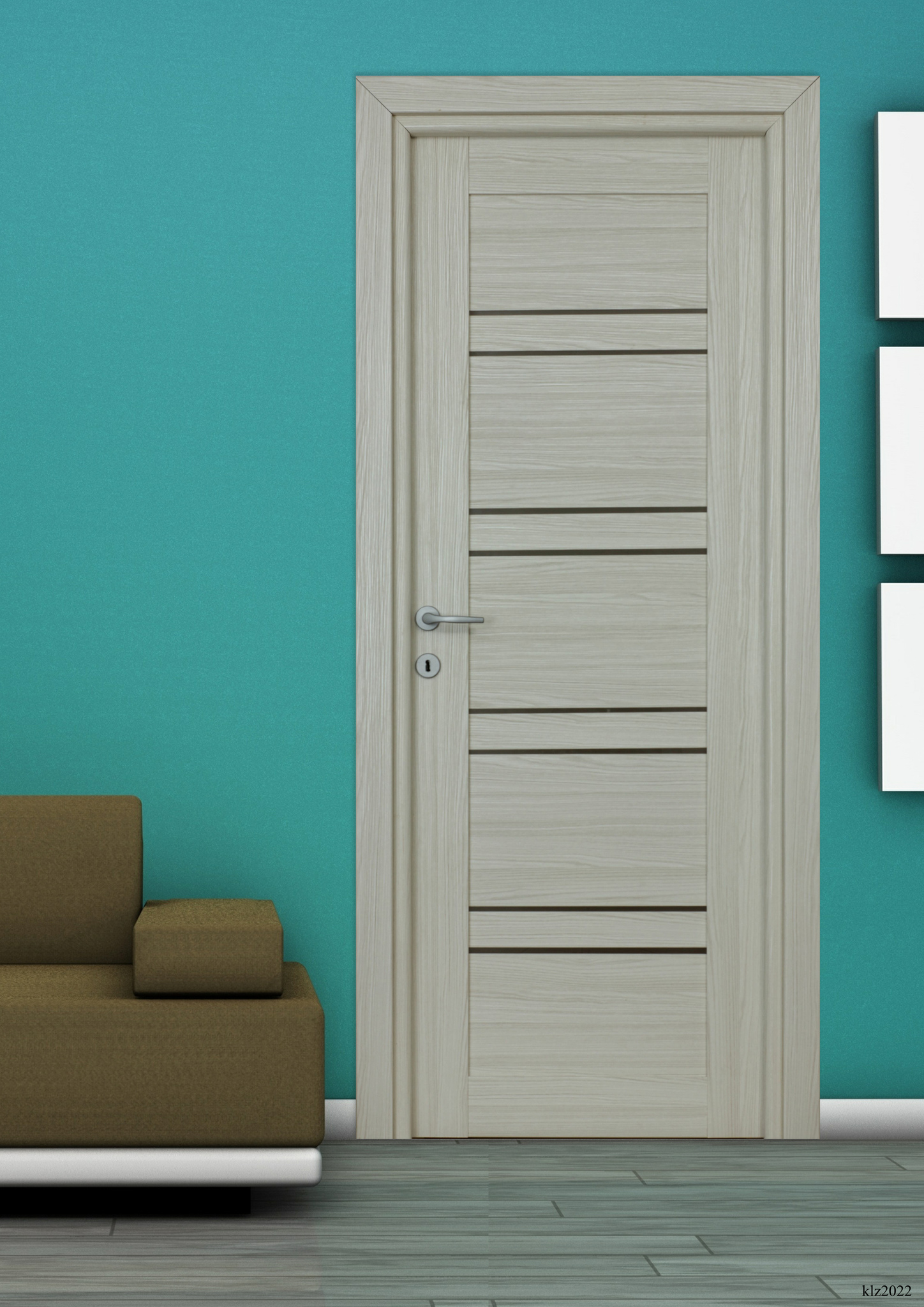 Usa interior Karina, cu geam, reversibila, MDF, 78 x 203 cm, alb