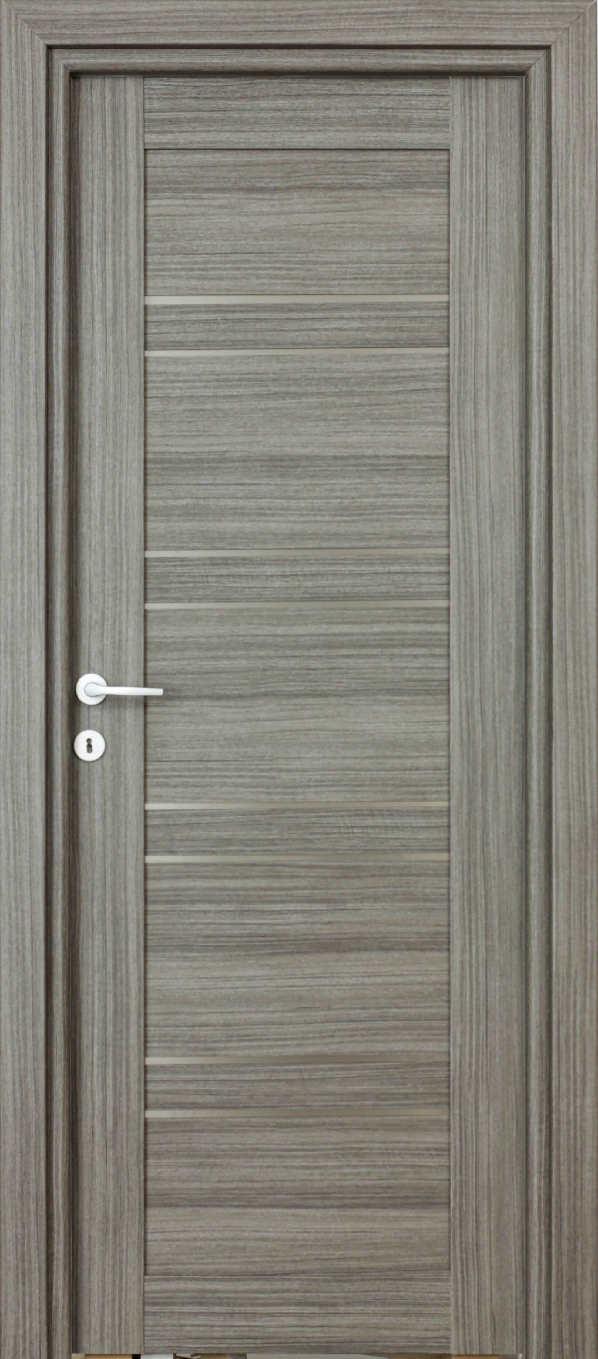 Usa interior Karina, cu geam, reversibila, MDF, 88 x 203 cm, negru periat