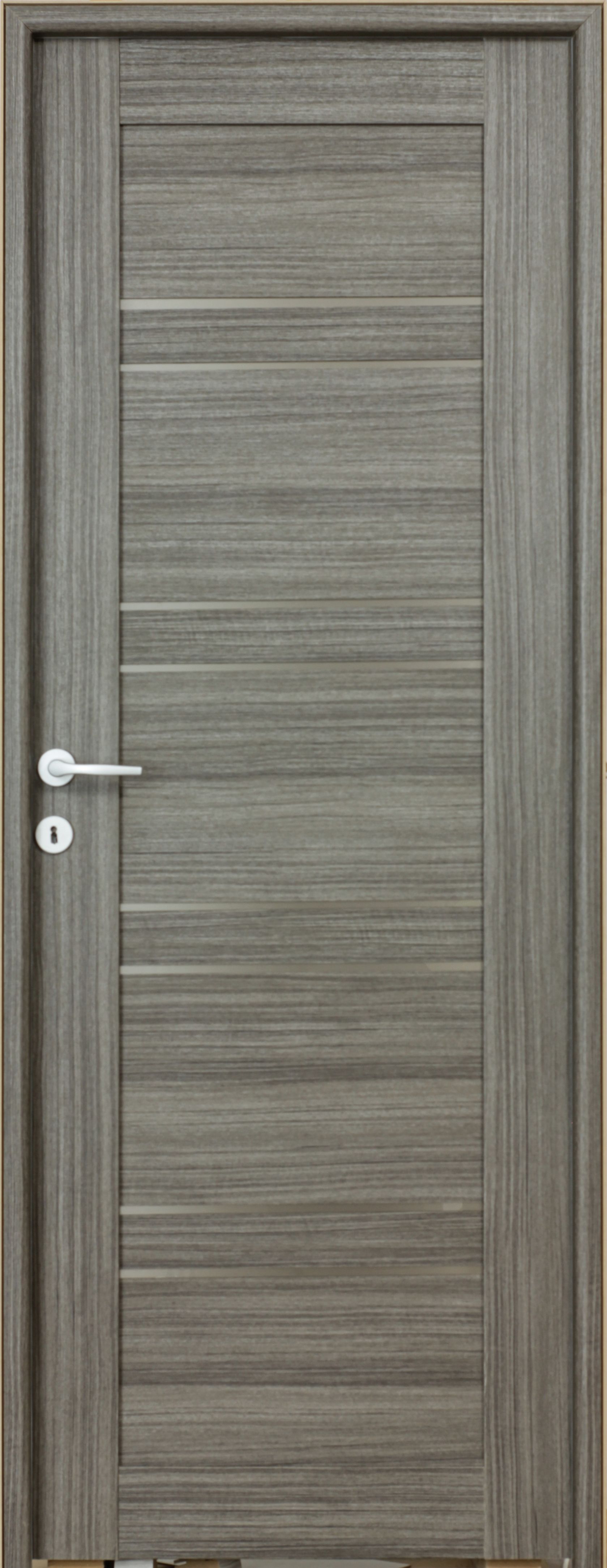 Usa interior Karina, cu geam, reversibila, MDF, 88 x 203 cm, negru periat