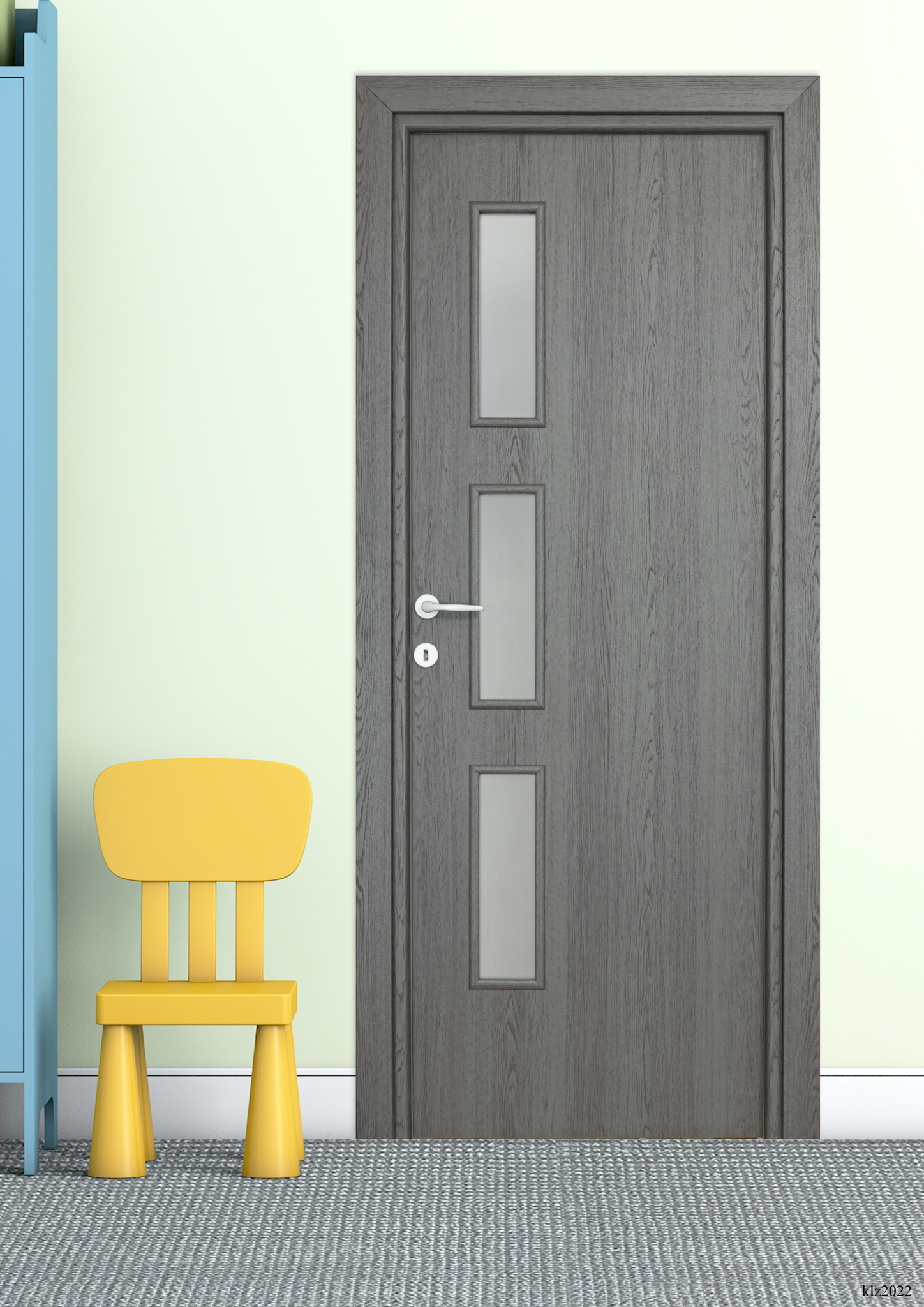 Usa interior Karpat Solo, cu geam, reversibila, MDF, 68 x 203 cm, antracit