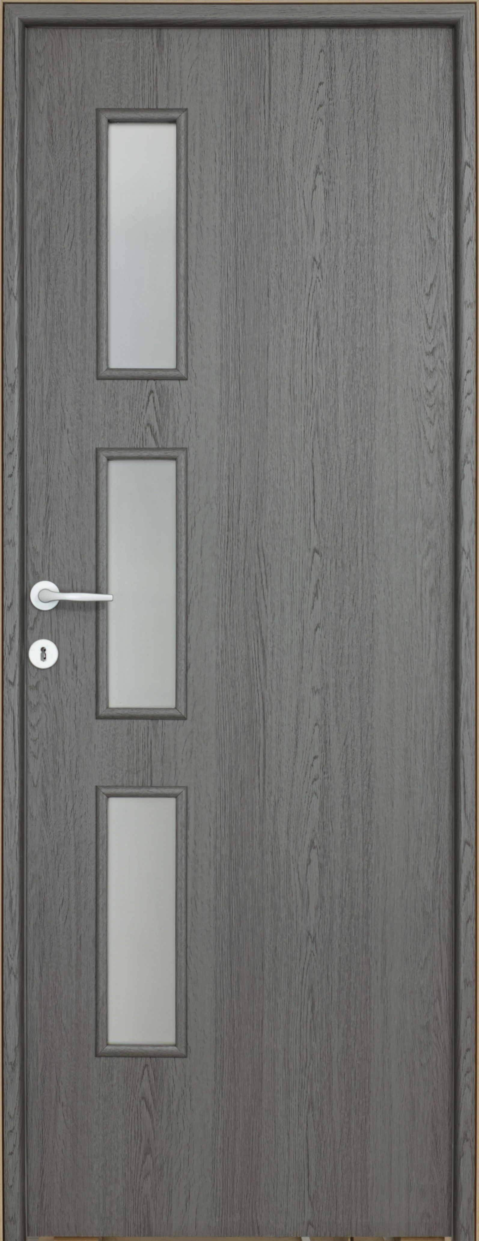 Usa interior Karpat Solo, cu geam, reversibila, MDF, 78 x 203 cm, antracit