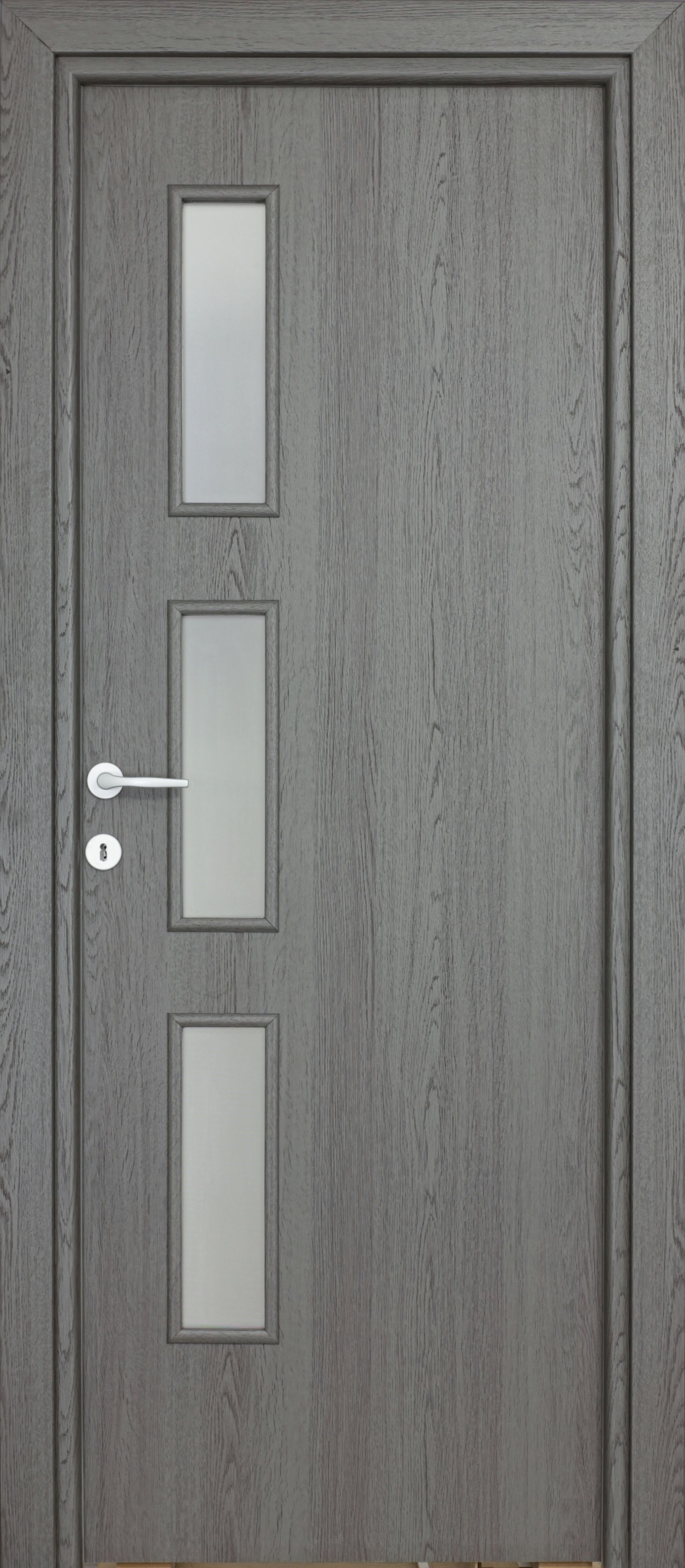 Usa interior Karpat Solo, cu geam, reversibila, MDF, 88 x 203 cm, antracit