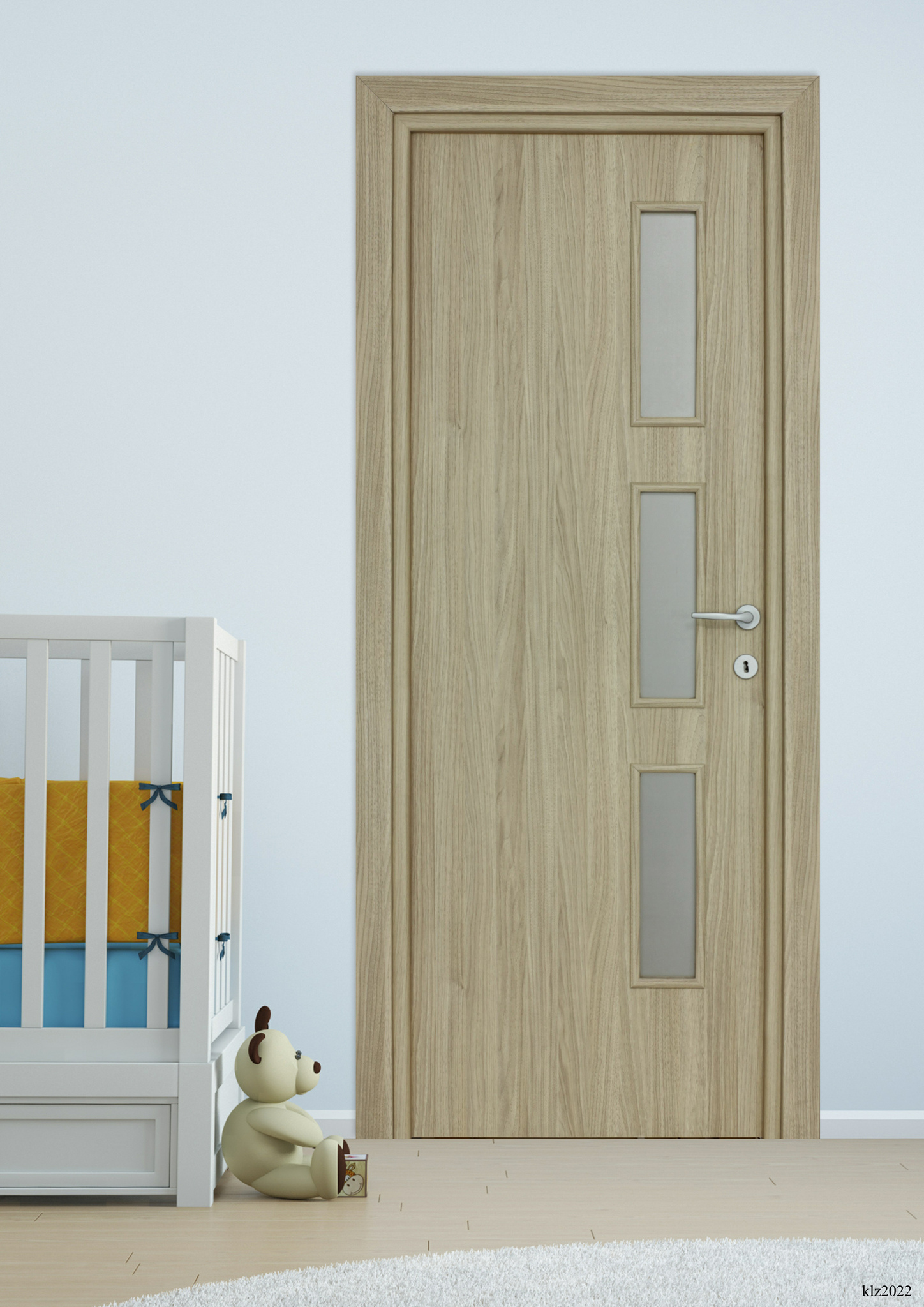 Usa interior Karpat Solo, cu geam, reversibila, MDF, 68 x 203 cm, frasin
