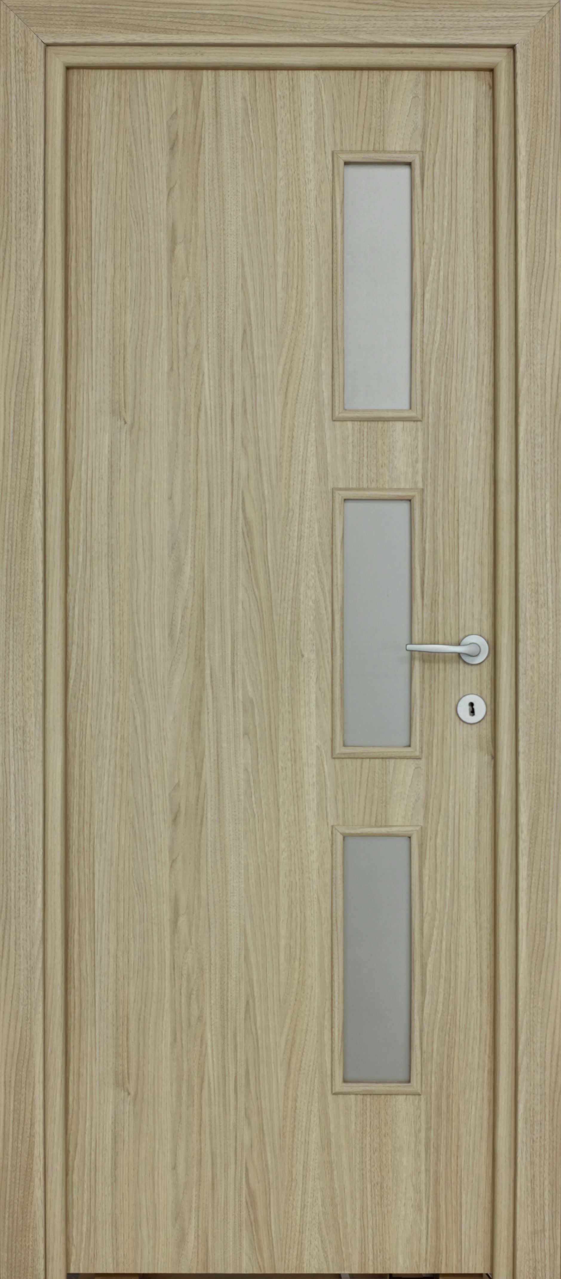 Usa interior Karpat Solo, cu geam, reversibila, MDF, 78 x 203 cm, frasin