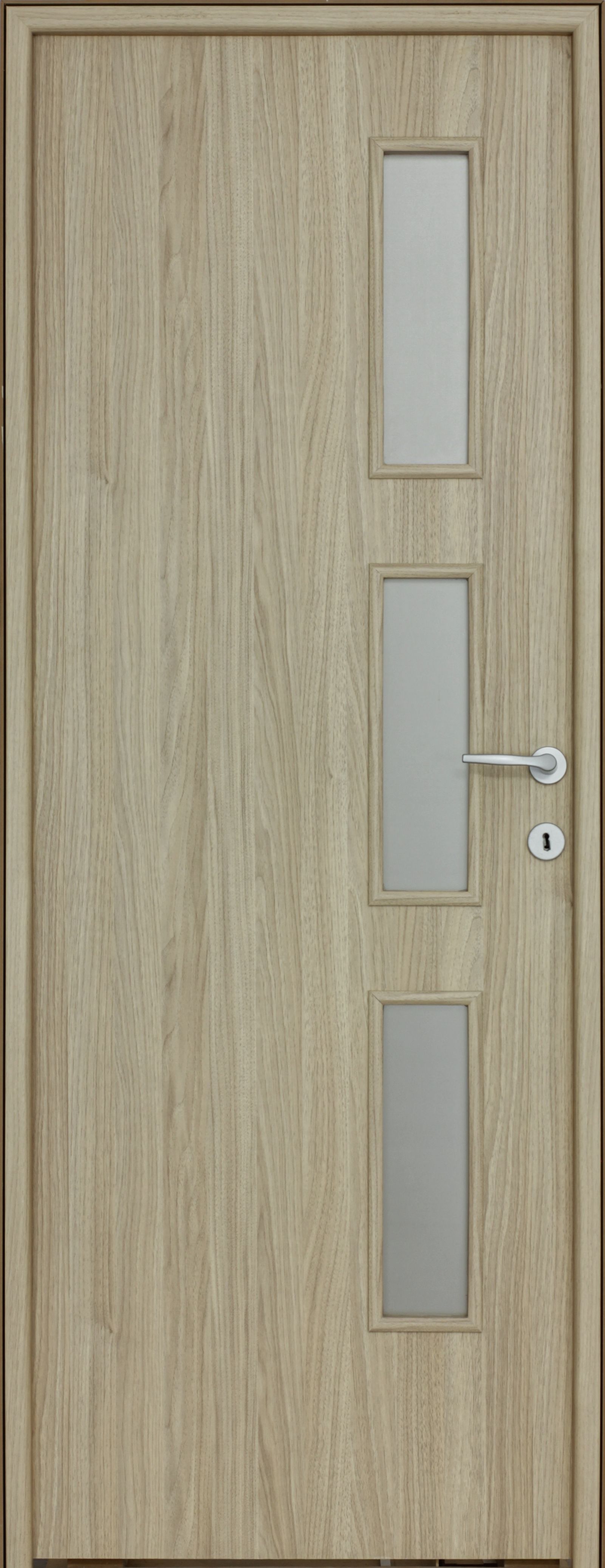 Usa interior Karpat Solo, cu geam, reversibila, MDF, 78 x 203 cm, frasin