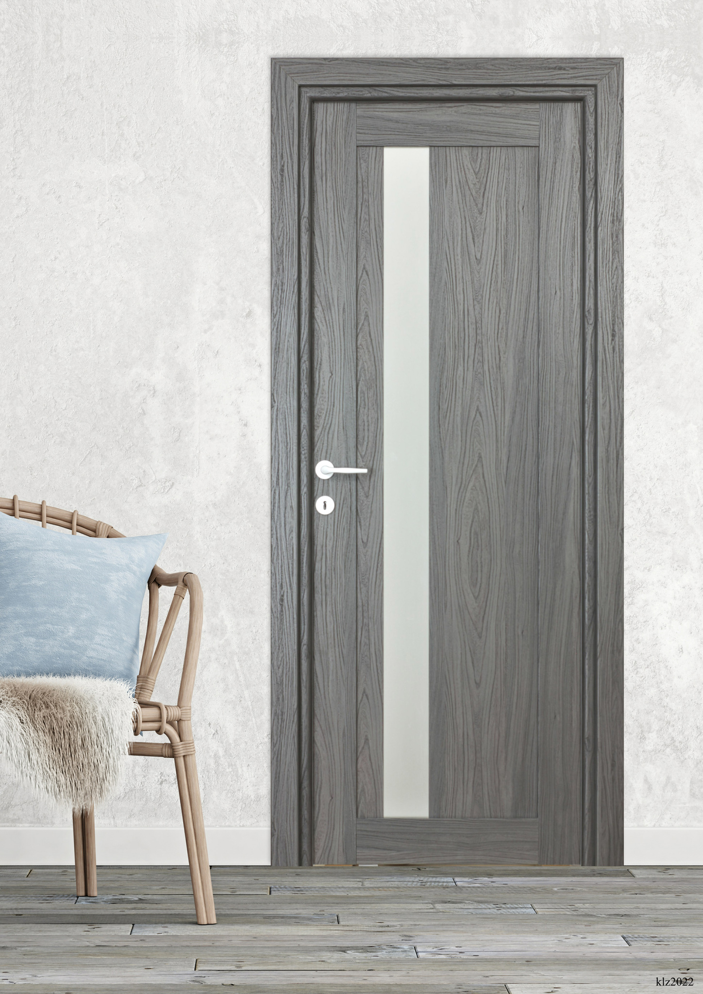Usa interior Maya, cu geam, reversibila, MDF, 78 x 203 cm, negru
