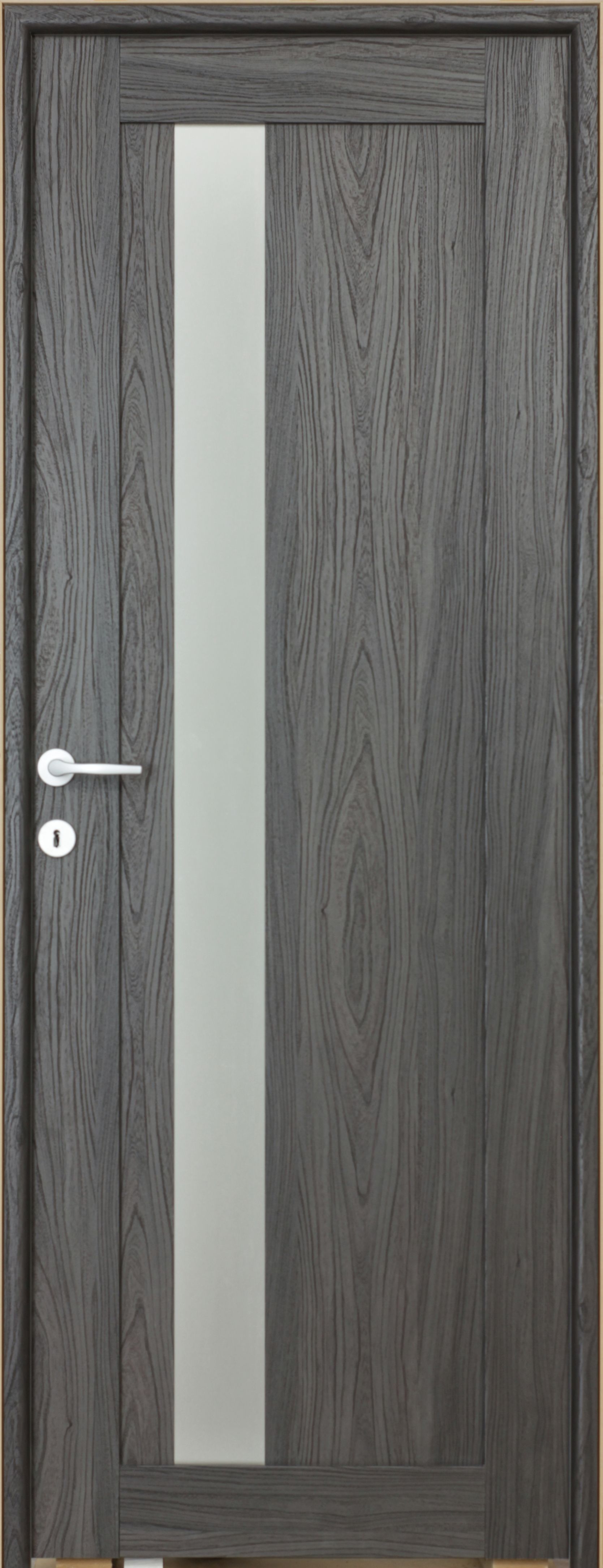 Usa interior Maya, cu geam, reversibila, MDF, 78 x 203 cm, negru