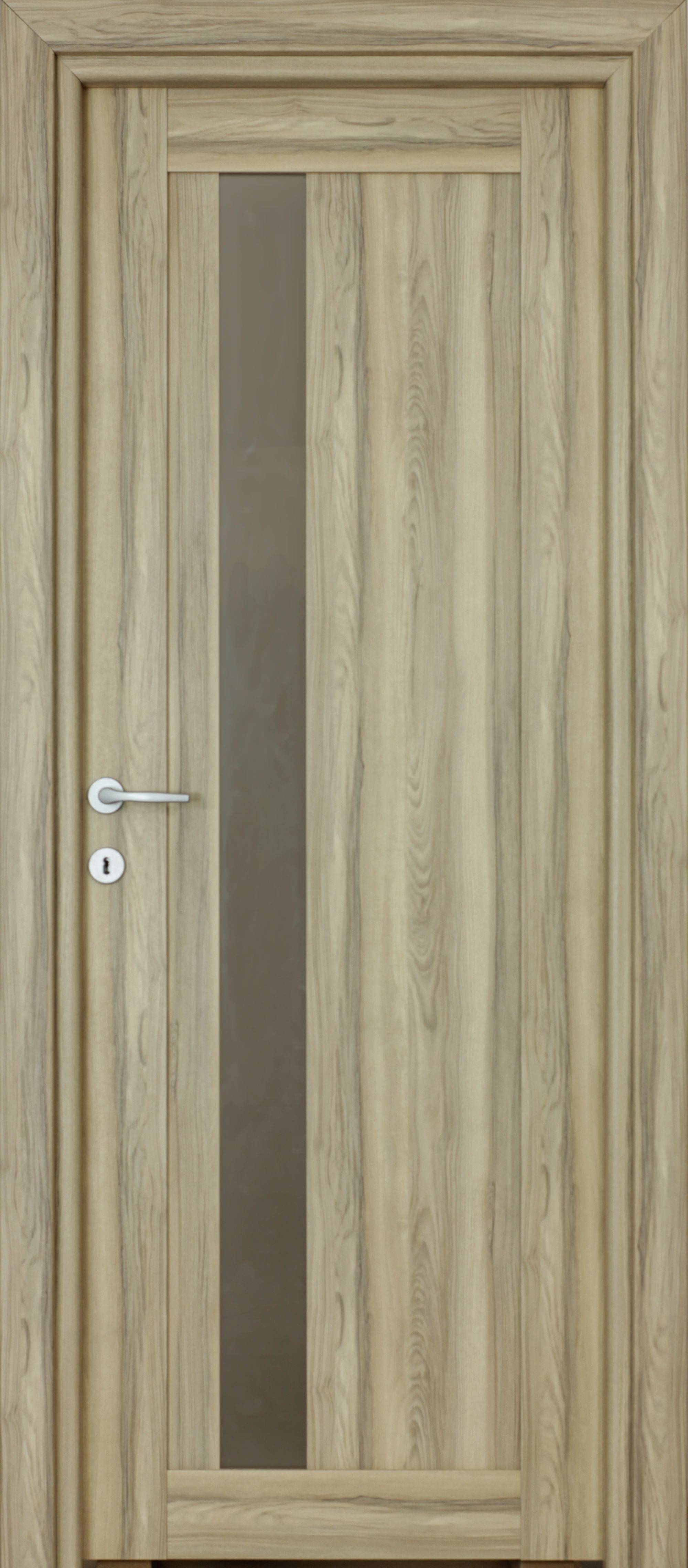 Usa interior Maya, cu geam, reversibila, MDF, 68 x 203 cm, maro deschis