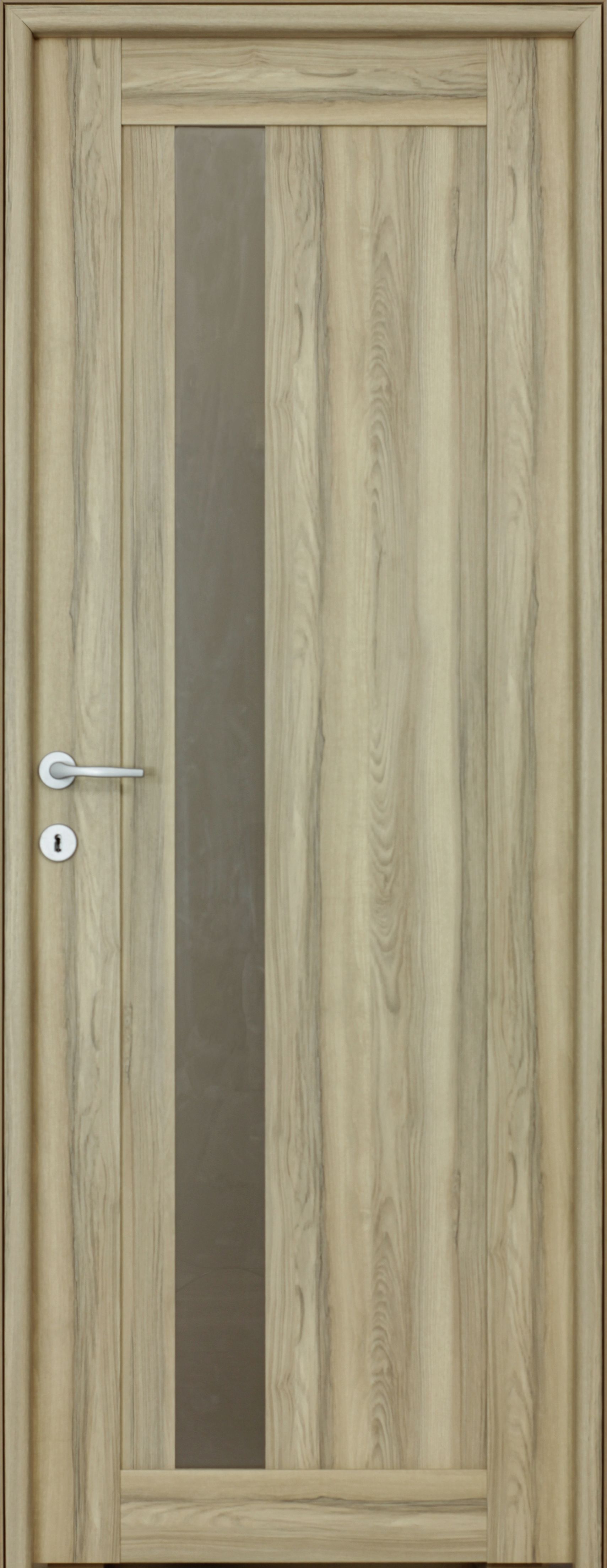 Usa interior Maya, cu geam, reversibila, MDF, 68 x 203 cm, maro deschis