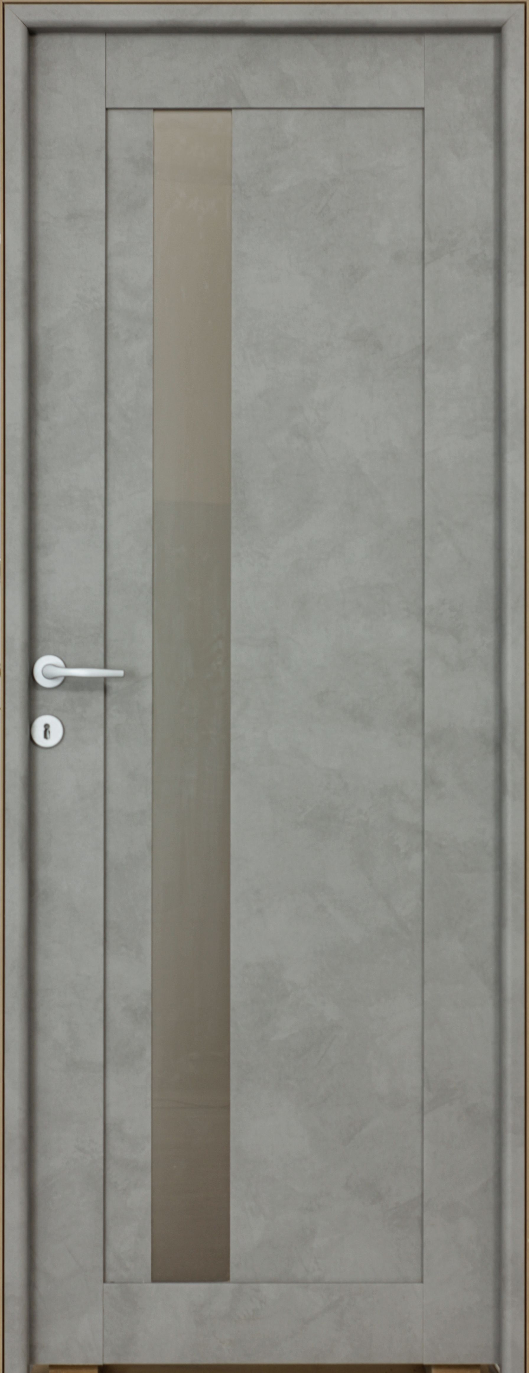 Usa interior Maya, cu geam, reversibila, MDF, 78 x 203 cm, gri inchis