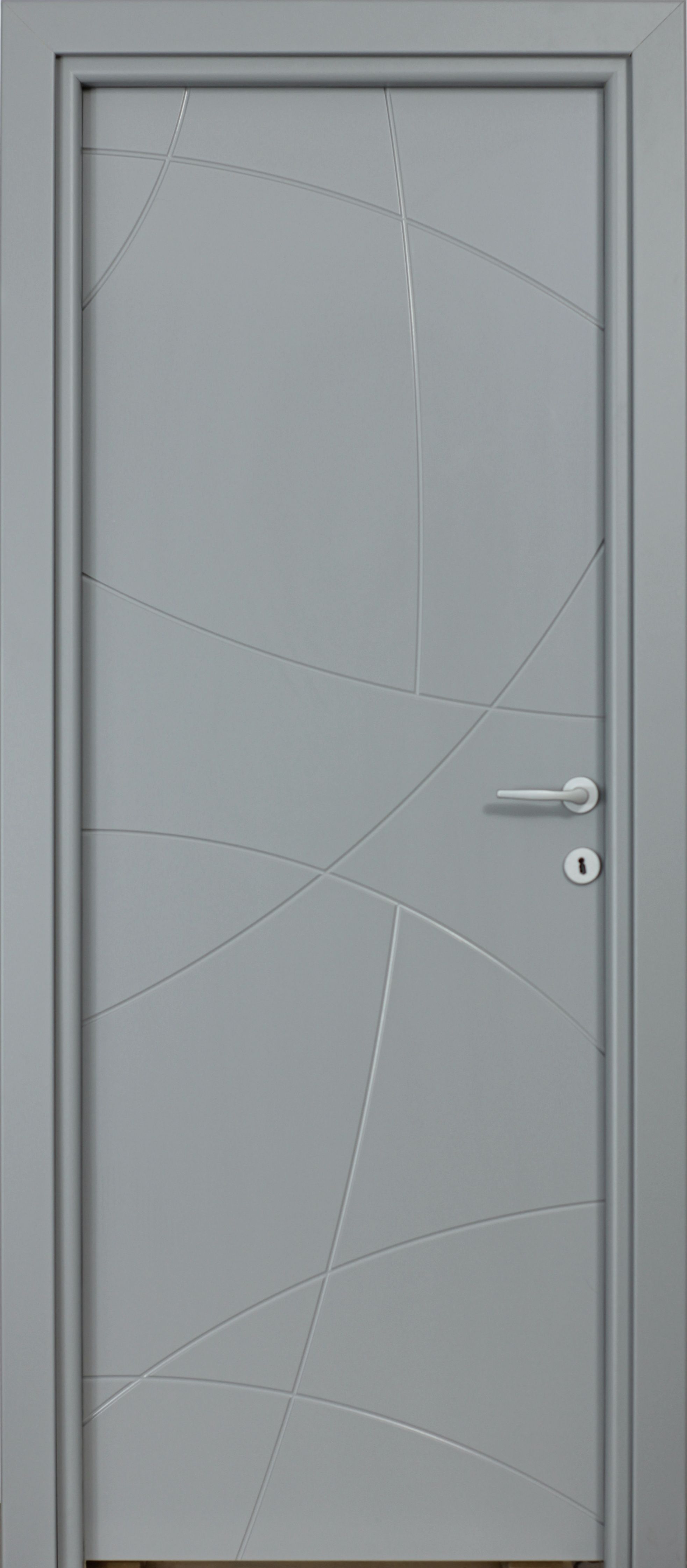 Usa interior Arc, fara geam, reversibila, MDF, 78 x 203 cm, gri