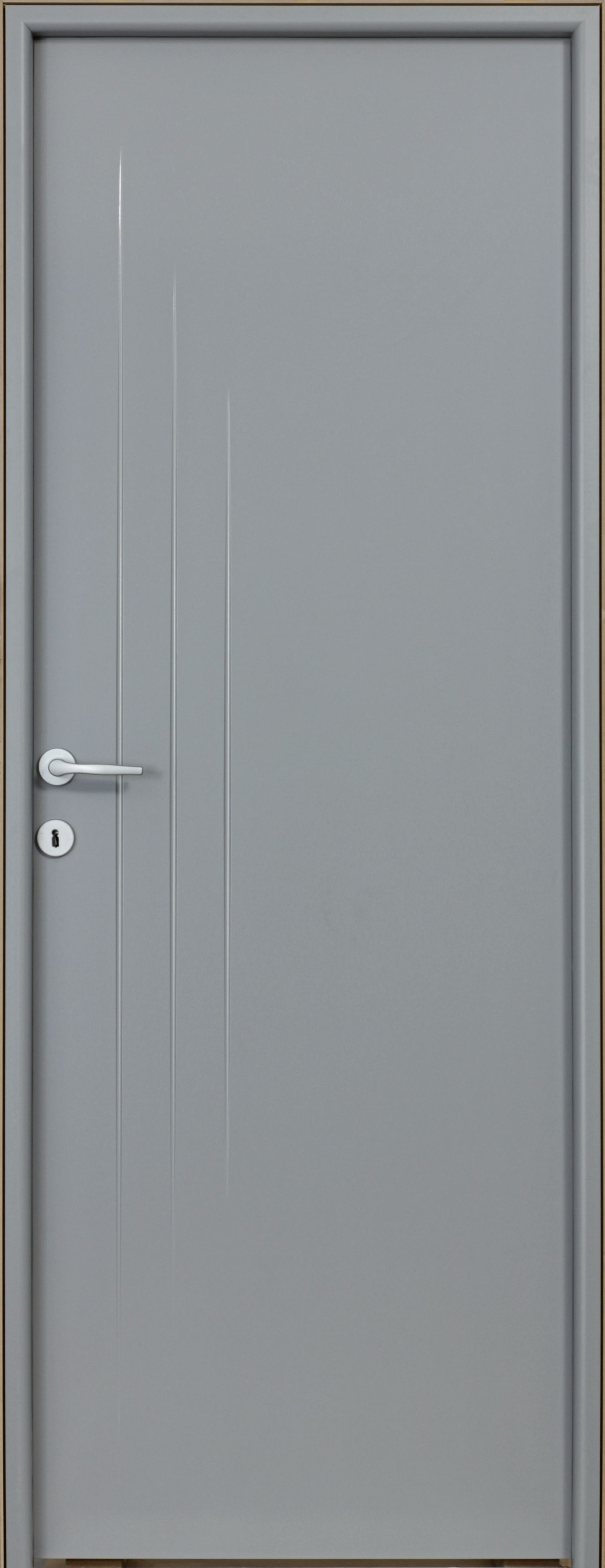 Usa interior Three Lines, fara geam, reversibila, MDF, 68 x 203 cm, gri
