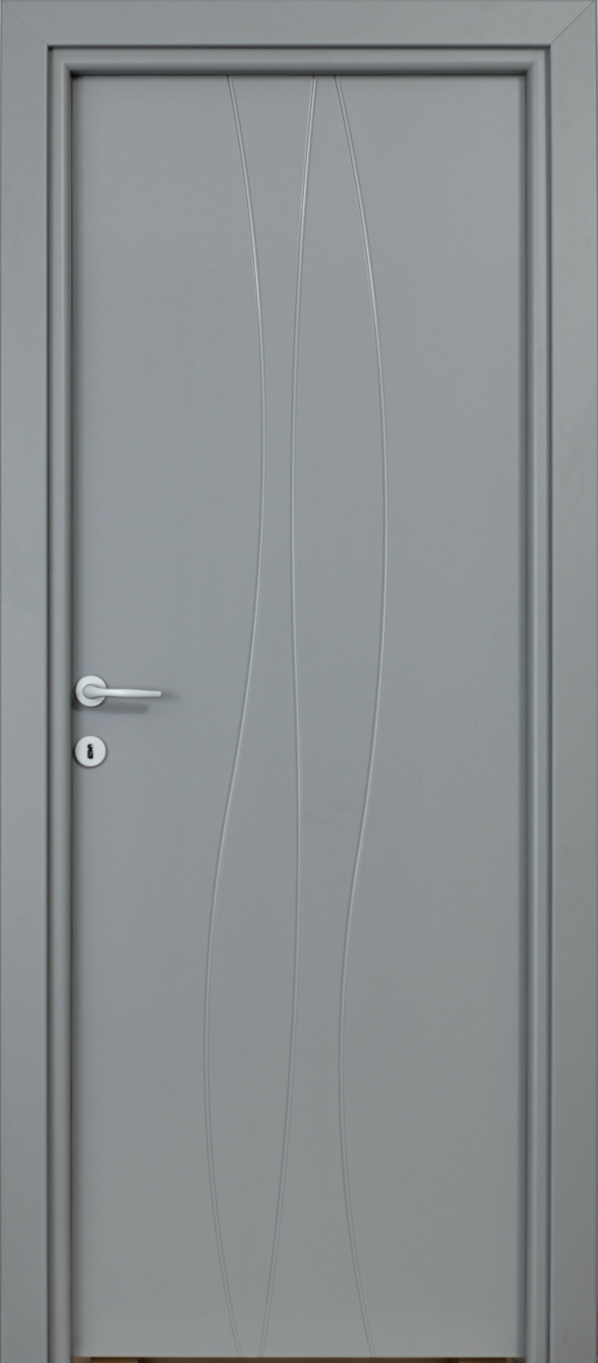 Usa interior Wave, fara geam, reversibila, MDF, 68 x 203 cm, gri