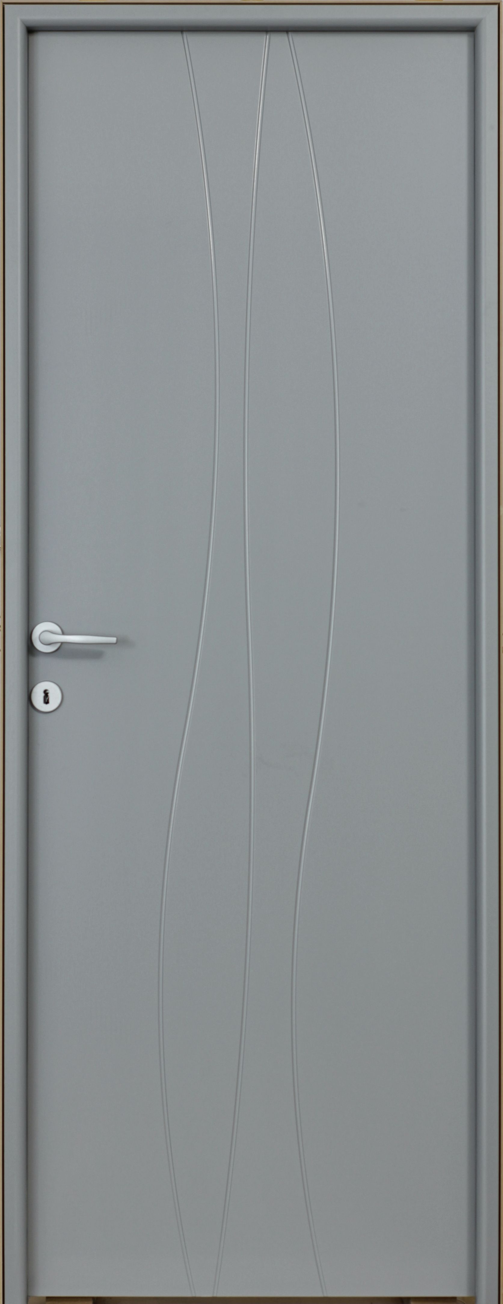 Usa interior Wave, fara geam, reversibila, MDF, 68 x 203 cm, gri