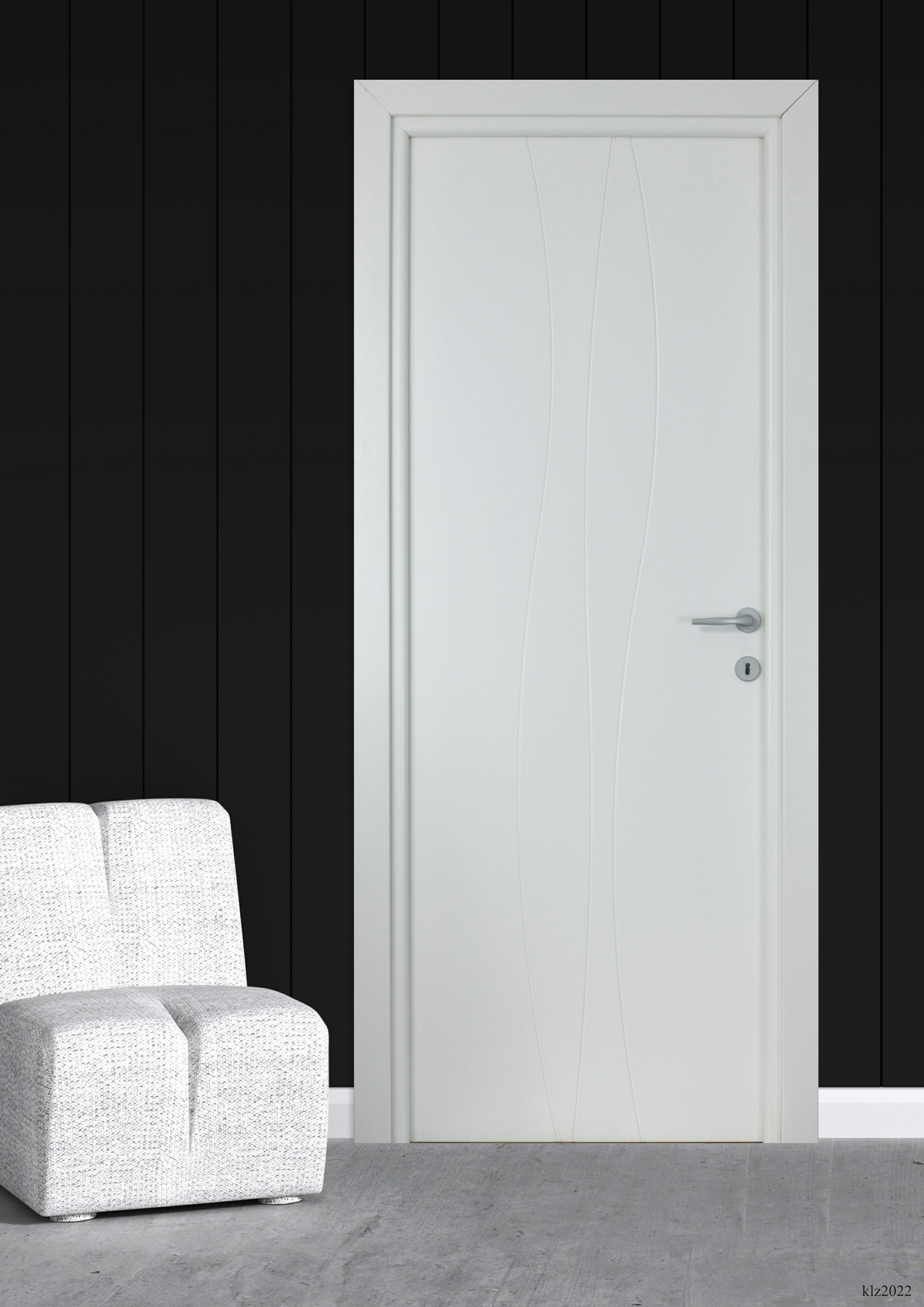 Usa interior Wave, fara geam, reversibila, MDF, 78 x 203 cm, alb