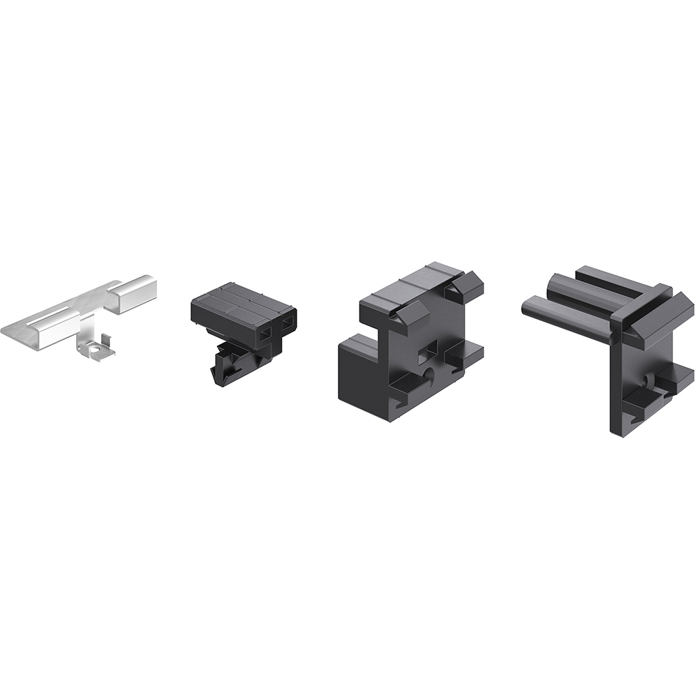 Kit accesorii fixare terasa WPC KLIKSTROM, otel inoxidabil si plastic, negru/argintiu