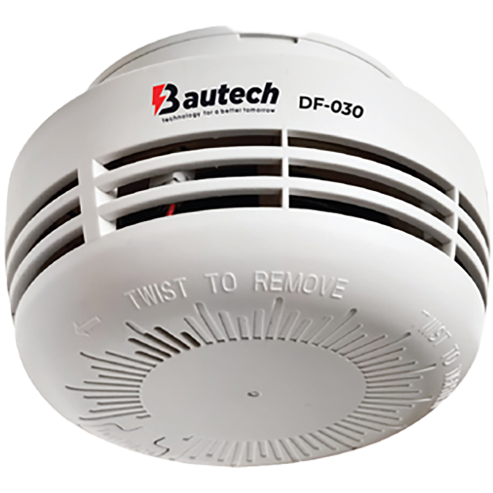 Senzor de fum BAUTECH DF-030, Baterie 9V, alb