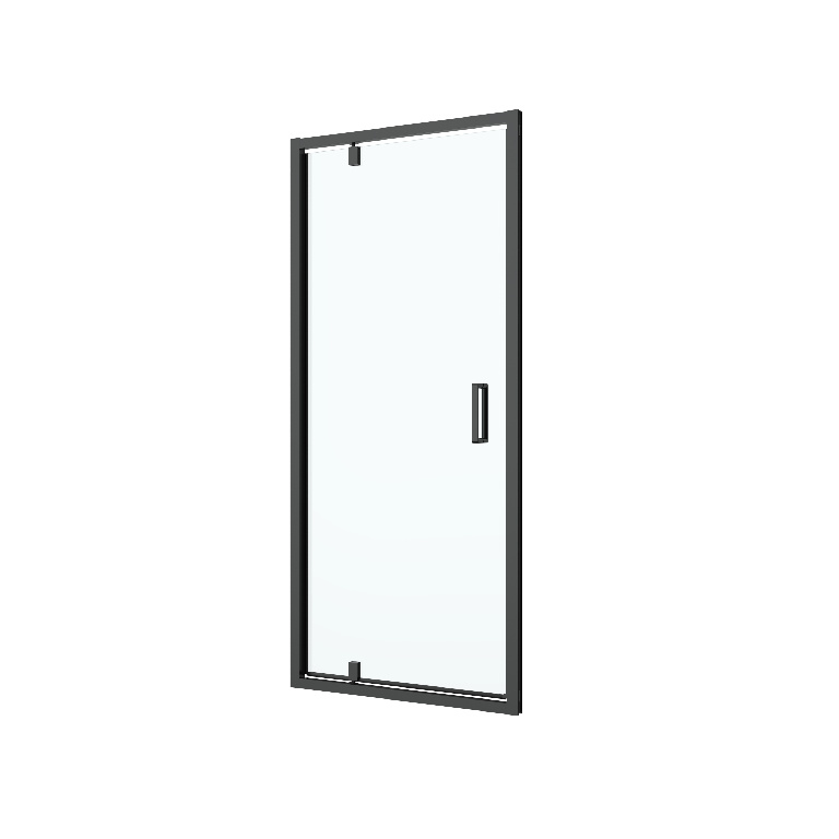 Usa dus semi pivotanta GOODHOME Ledava, aluminiu, sticla securizata 8mm, 90 x 195 cm, profil negru