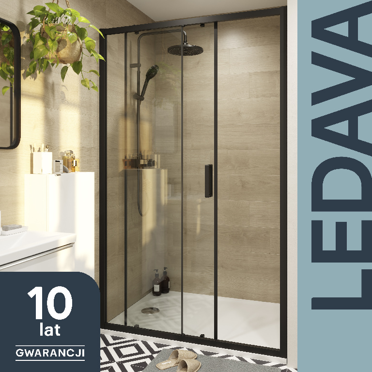 Usa dus glisanta GOODHOME Ledava, aluminiu, sticla securizata 8mm, 120 x 195 cm, profil negru