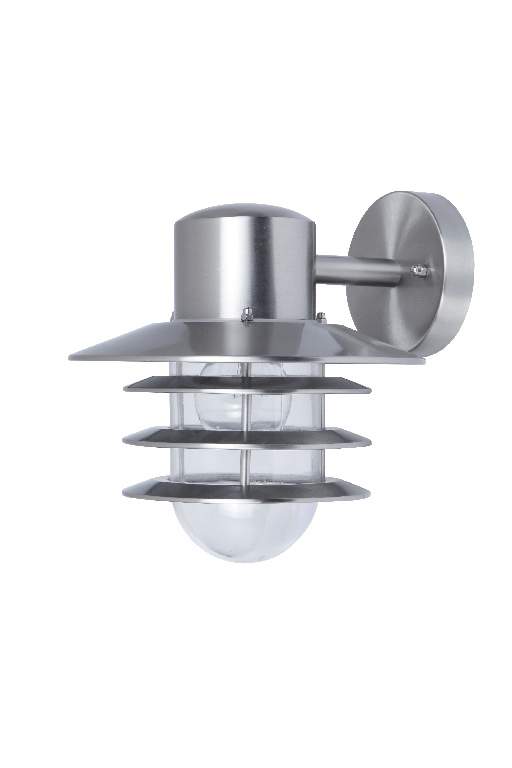 Lampa de exterior GOODHOME, LED, E27, 60W, IP44, sticla si otel inoxidabil, argintiu