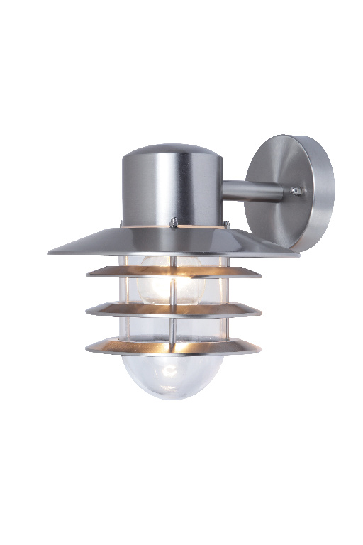 Lampa de exterior GOODHOME, LED, E27, 60W, IP44, sticla si otel inoxidabil, argintiu