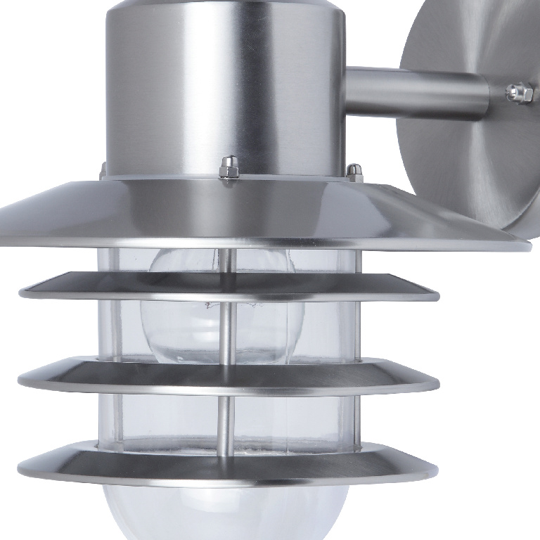 Lampa de exterior GOODHOME, LED, E27, 60W, IP44, sticla si otel inoxidabil, argintiu