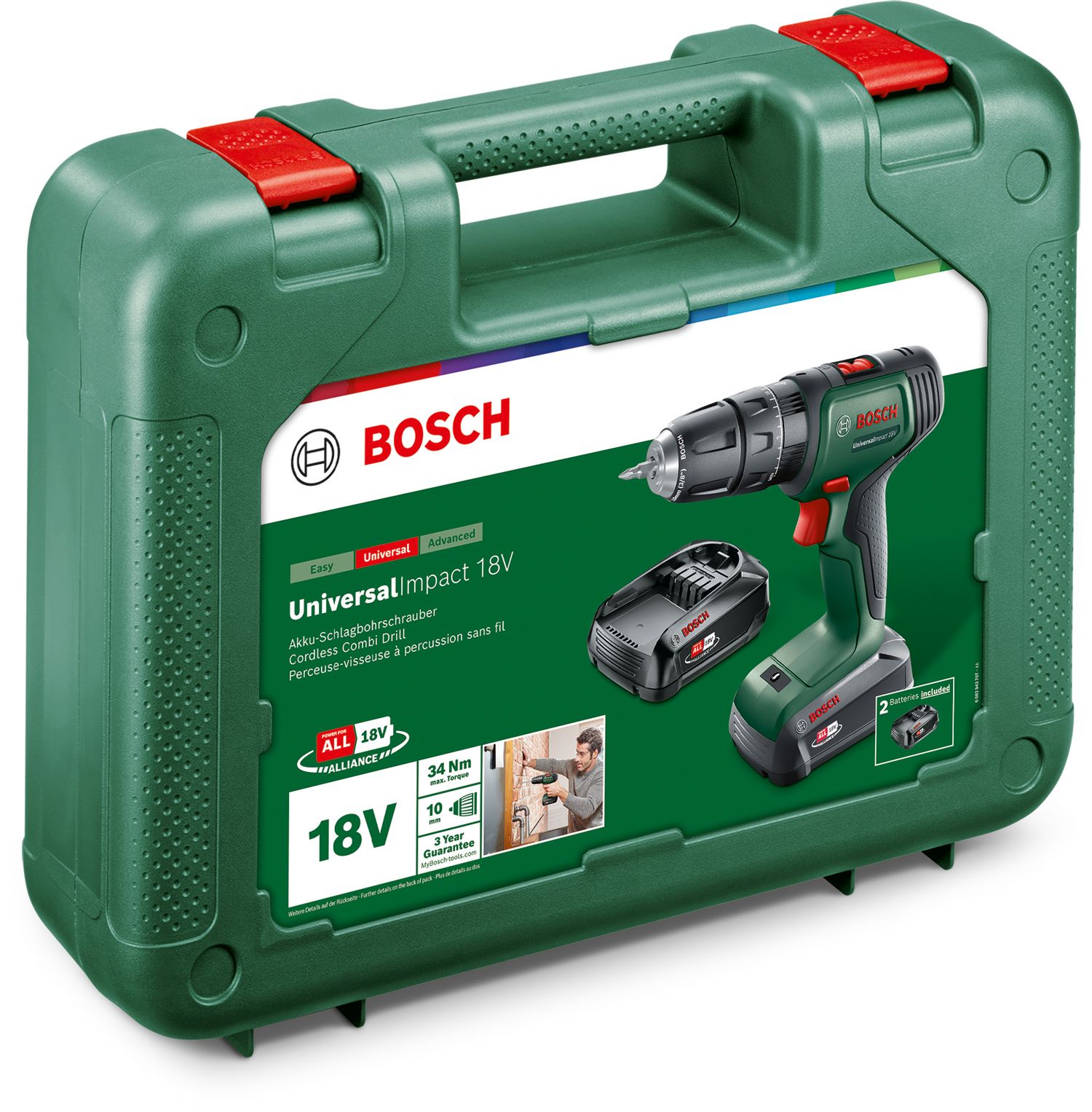Masina de gaurit, cu impact, acumulator, 1.5 Ah, 34 Nm • Bosch