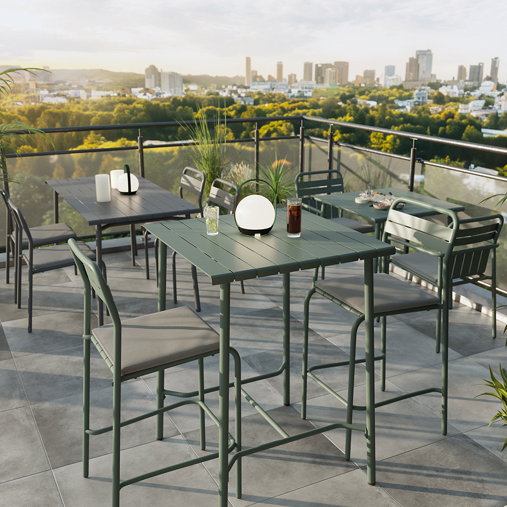 Masa terasa GOODHOME Lithari, otel, 100 x 76 x 106 cm, verde