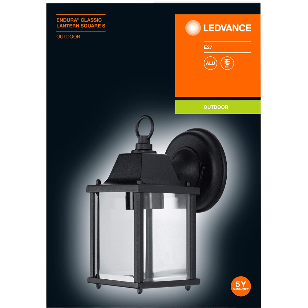 Aplica de exterior LEDVANCE, 1 x E27, 60W, IP23, 15 x 10.5 x 22.5 cm, aluminiu, negru