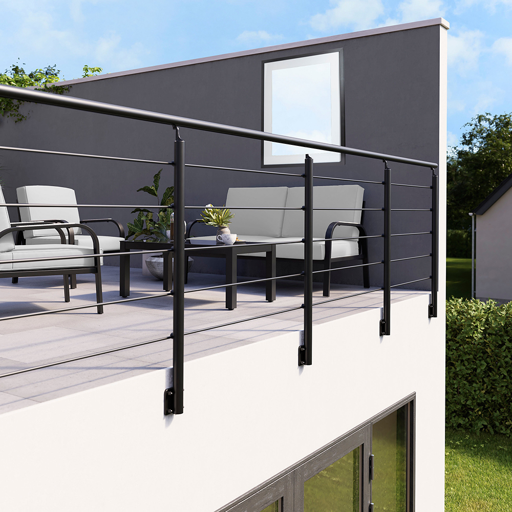 Kit balustrada Barranco FORTIA, 200.6 x 117 cm, aluminiu, negru