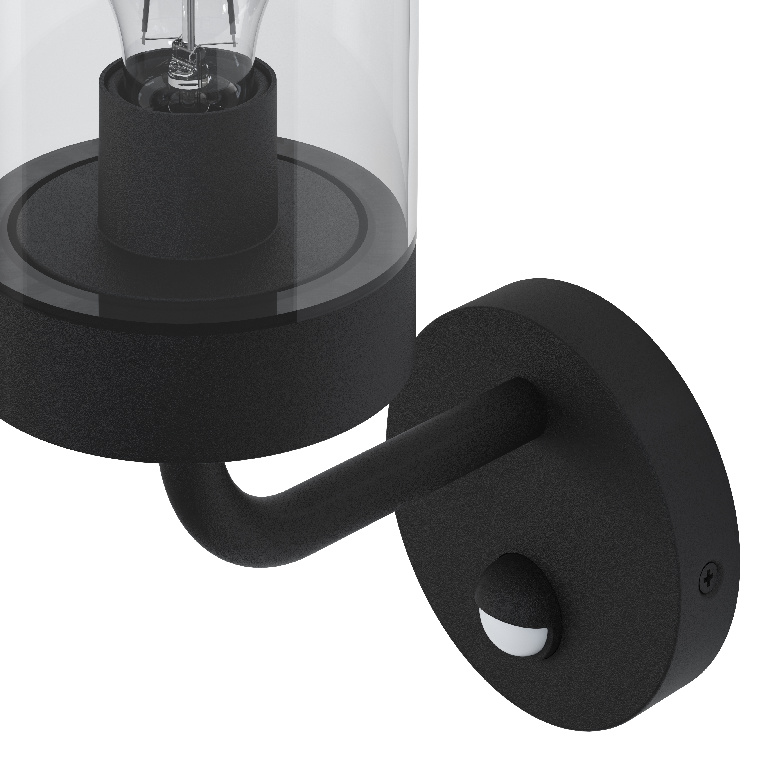 Lampa de exterior GOODHOME Caprera, LED, senzor de miscare, E27, 25W, IP44, otel inoxidabil si plastic, negru