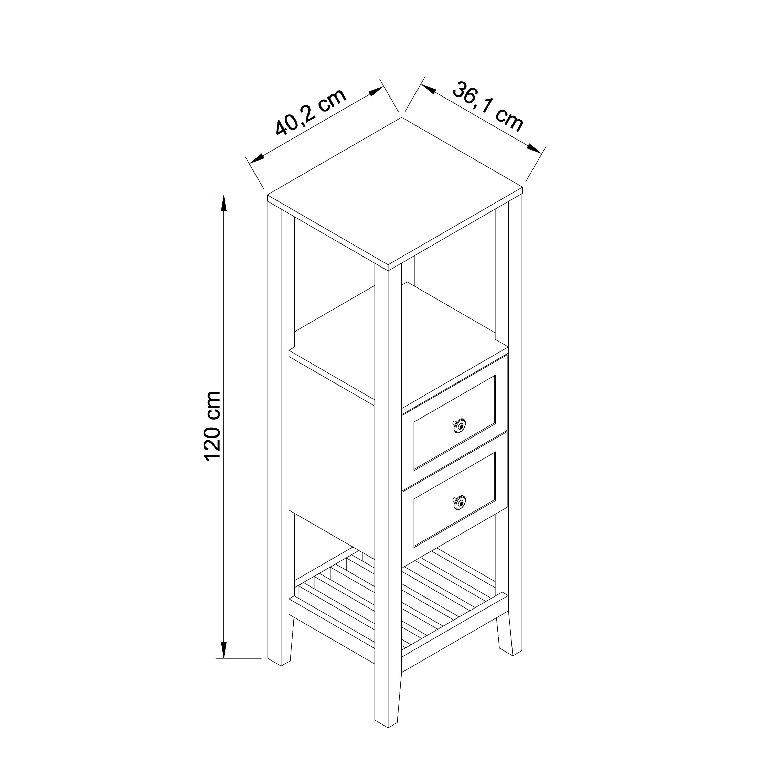 Dulap baie GOODHOME, 40.2 x 36 x 120 cm, alb