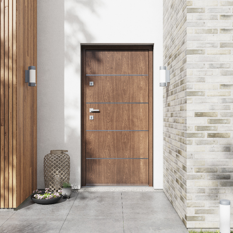Usa exterior FORTIA Cecina, fara geam, stanga, metal, 88 x 205 cm, nuc