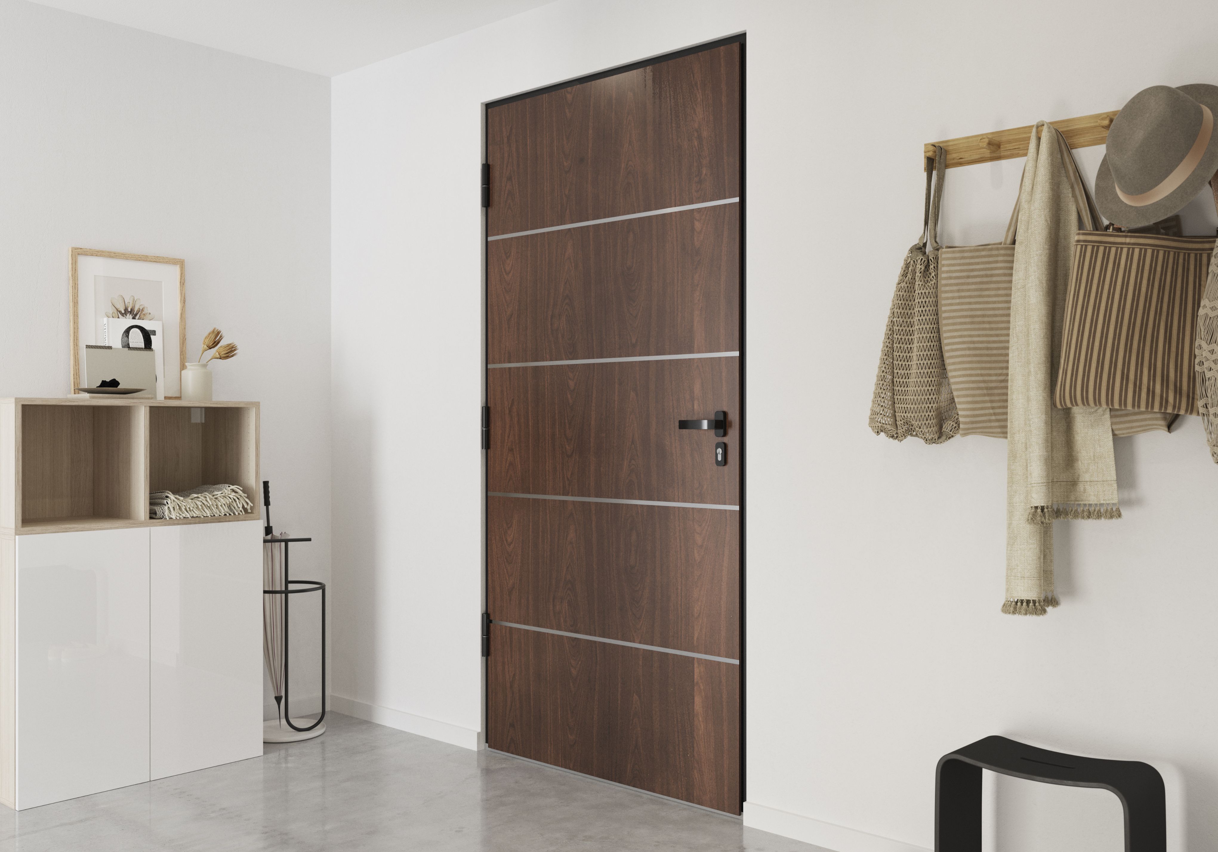 Usa exterior FORTIA Cecina, fara geam, stanga, metal, 88 x 205 cm, nuc