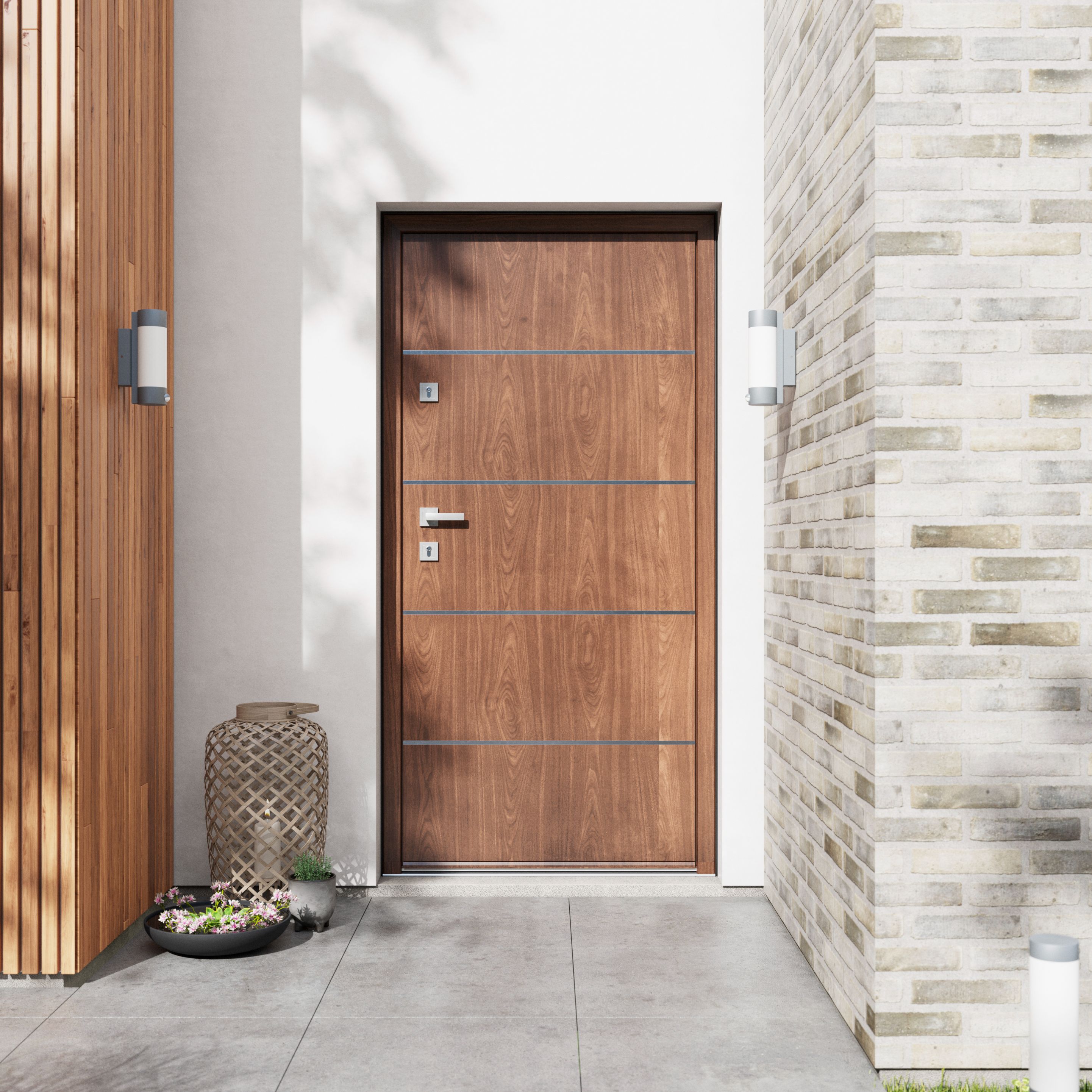 Usa exterior FORTIA Cecina, fara geam, stanga, metal, 88 x 205 cm, nuc