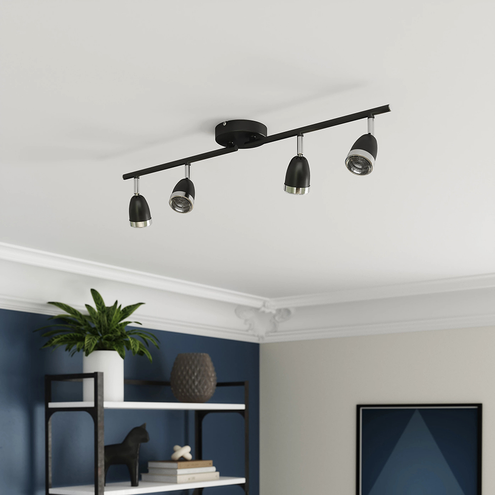 Spot LED Apheliotes GOODHOME, 4 becuri GU10, 7W, metal, negru